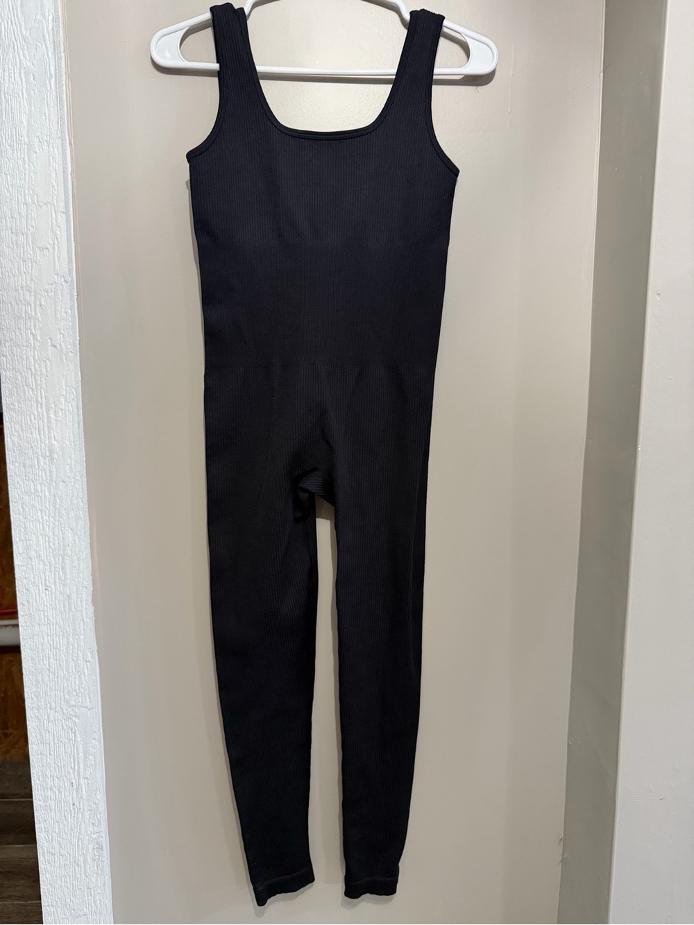 Sleek Black Ribbed Tank Jumpsuit